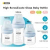 Baby Glass Bottle Inclined Breast-Shaped 90/160/240ML Anti-Colic＆Bloating Temperature-Resistant For Newborn 0-6M+ GB60