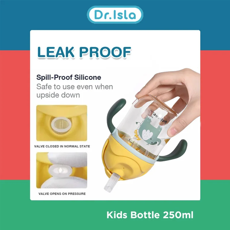 Baby Water Cups 250ML Baby Learning Drinking Cup with Double Handle Flip Lid Leakproof Infants Water Cups Bottle BPA Free - Image 2