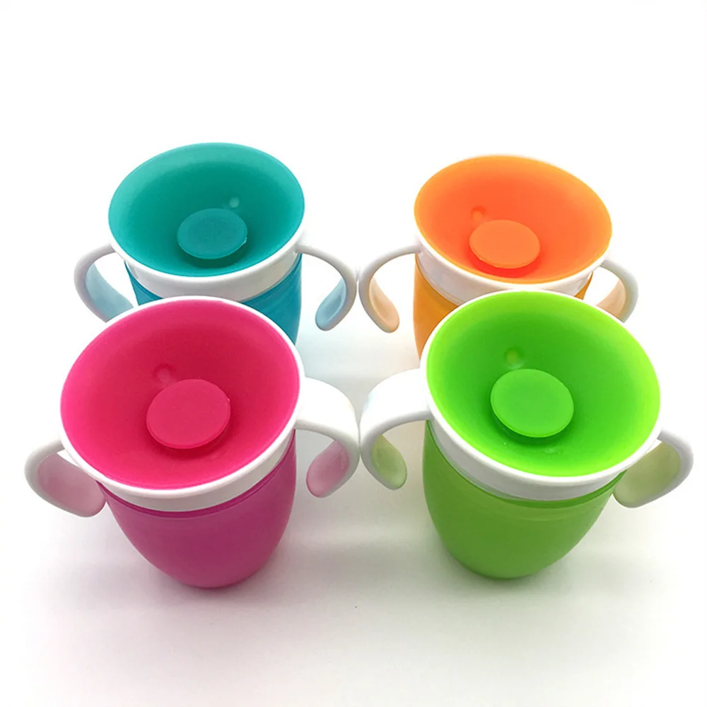 Baby Water Cups 360 Degrees Rotated Baby Learning Drinking Cup with Double Handle Flip Lid Leakproof Infants Water Cups Bottle - Image 3