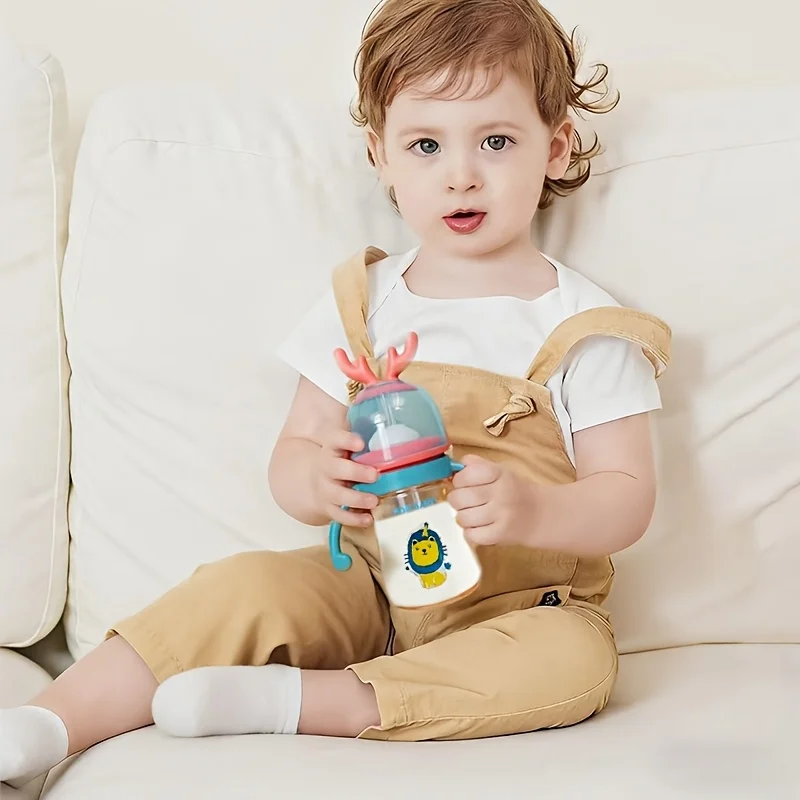Baby bottle, portable and easy to clear, PP bottle with handles, Deer antler decoration on the baby bottle - Image 2