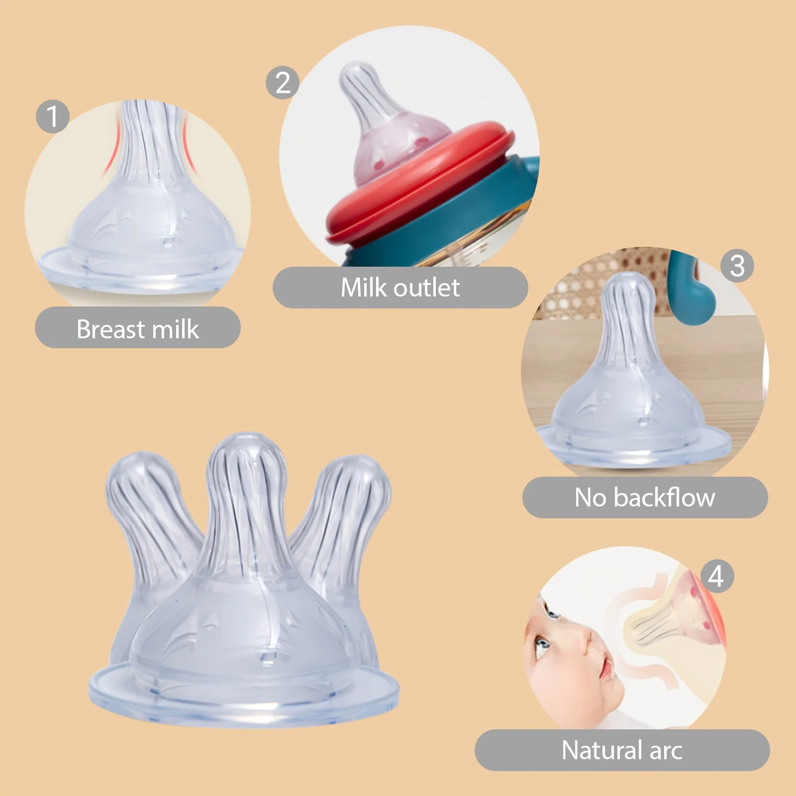 Baby bottle, portable and easy to clear, PP bottle with handles, Deer antler decoration on the baby bottle - Image 5