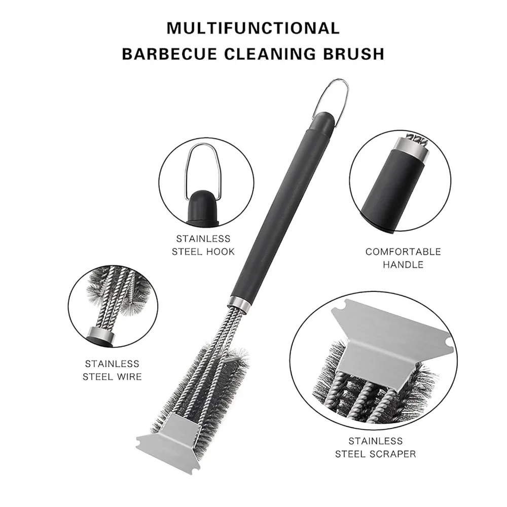 Barbecue Grill BBQ Brush Clean Tool Grill Accessories Stainless Steel Bristles Non-stick Cleaning Brushes Barbecue Accessories - Image 2