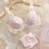 Big Cup Essential! MOYISU Japanese Lolita Bra A B Cup Steel Underwire Heavy Lace Thin Cup Support Large Bust Sexy Pure Teen AU