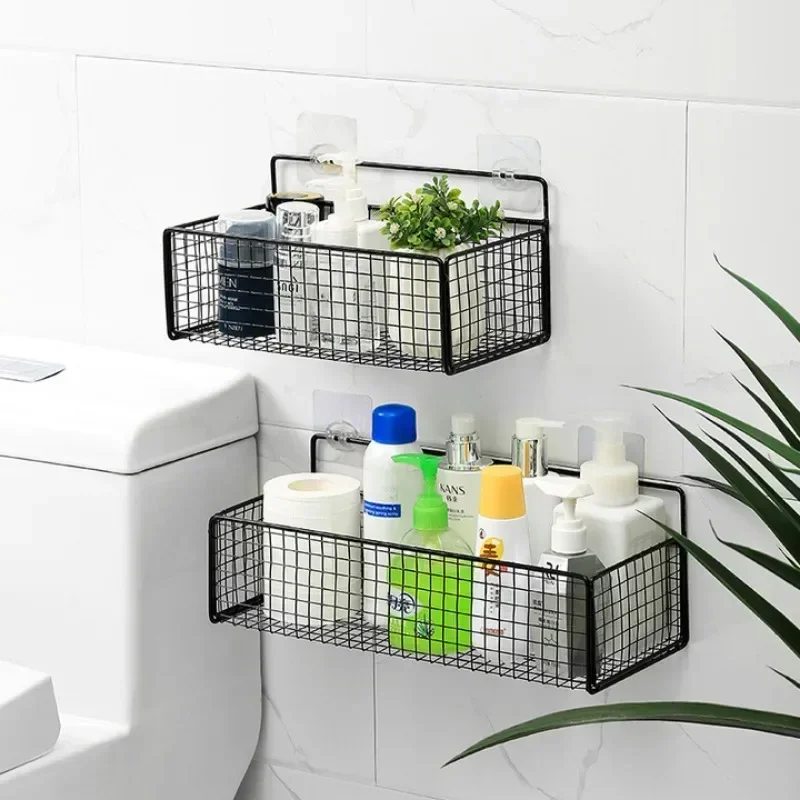Bilayer Bathroom Grid Shelf Suspension Type Bathroom Organizer Shampoo Shower Gel Kitchen Makeup Storage Bathroom Accessories - Image 3