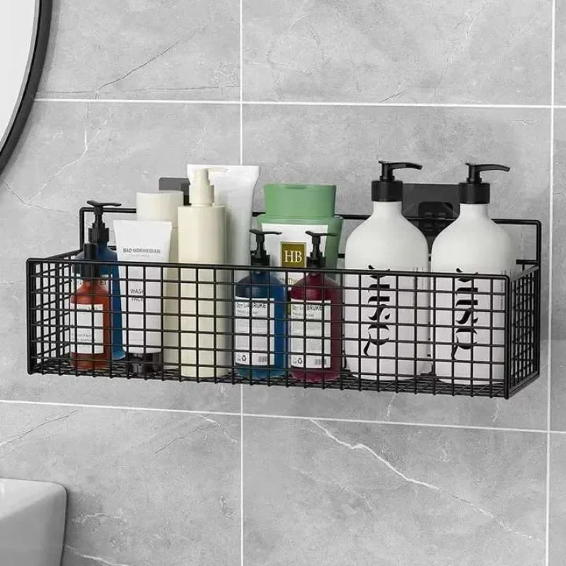 Bilayer Bathroom Grid Shelf Suspension Type Bathroom Organizer Shampoo Shower Gel Kitchen Makeup Storage Bathroom Accessories - Image 3