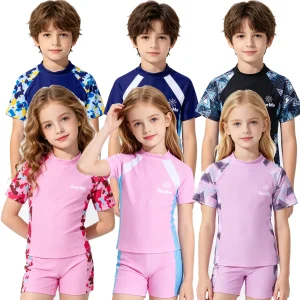 Boys Girls Swimsuit Toddlers 3 to 4 5 6 7 8 9 10 Years Pink Blue Black Kids Swimming Suit Two Piece Children Beach Bathing Suits