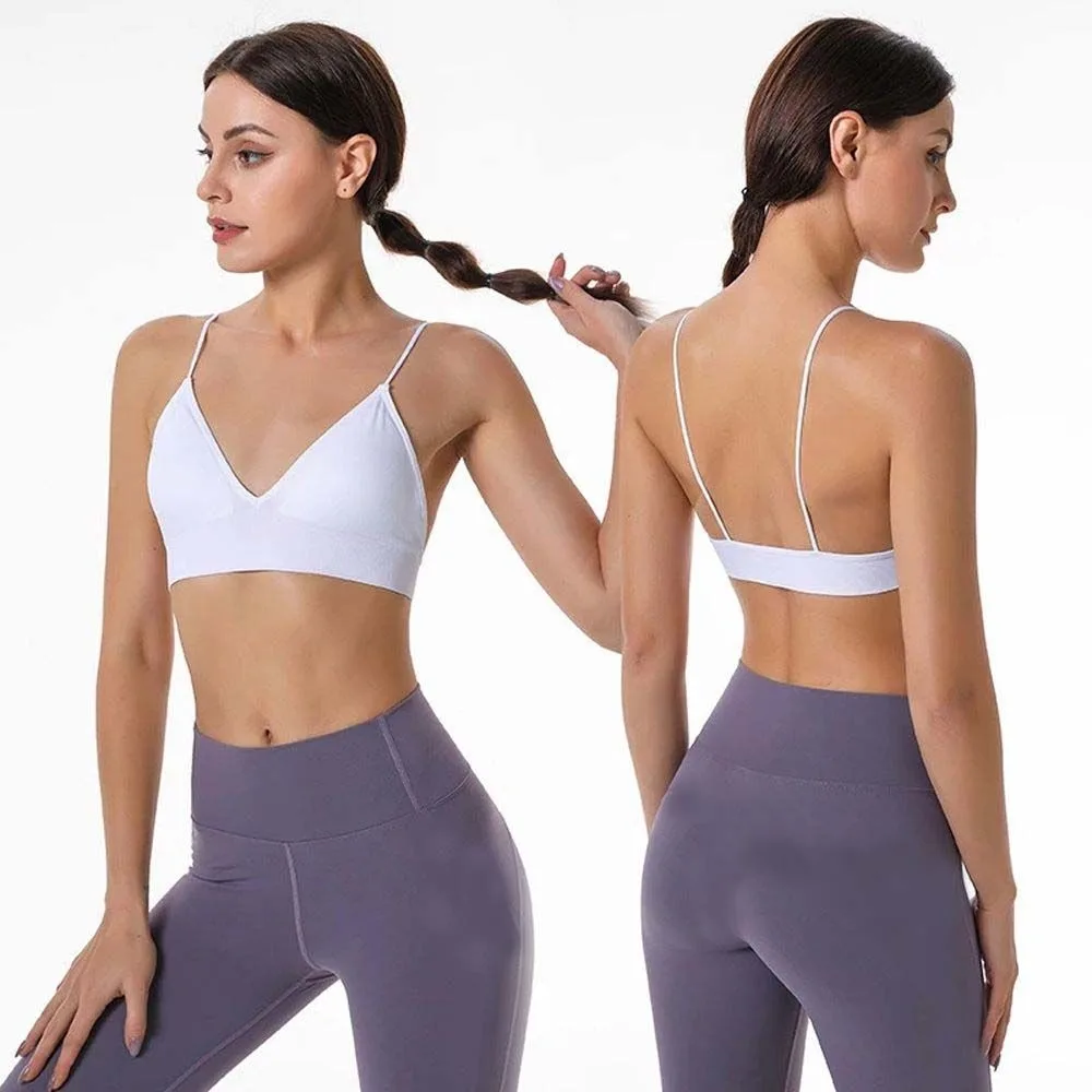 Breathable Boneless Triangle Cup Seamless Sports Bra Deep V Bralettes Fitness Yoga Top Women Crop Top - Image 3