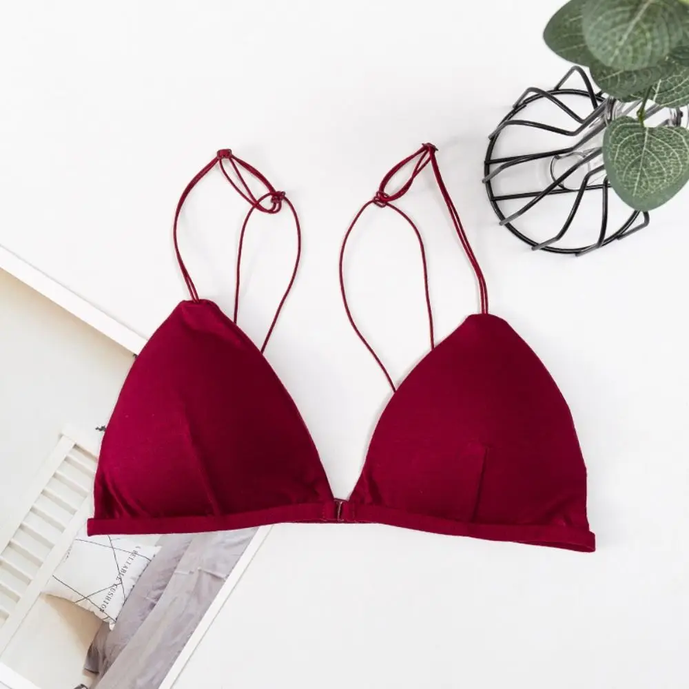 Breathable Triangle Bras for Women Thin Strape Beauty Back Wireless Bra Push-up Lingerie Deep V Bralette Beach - Image 2