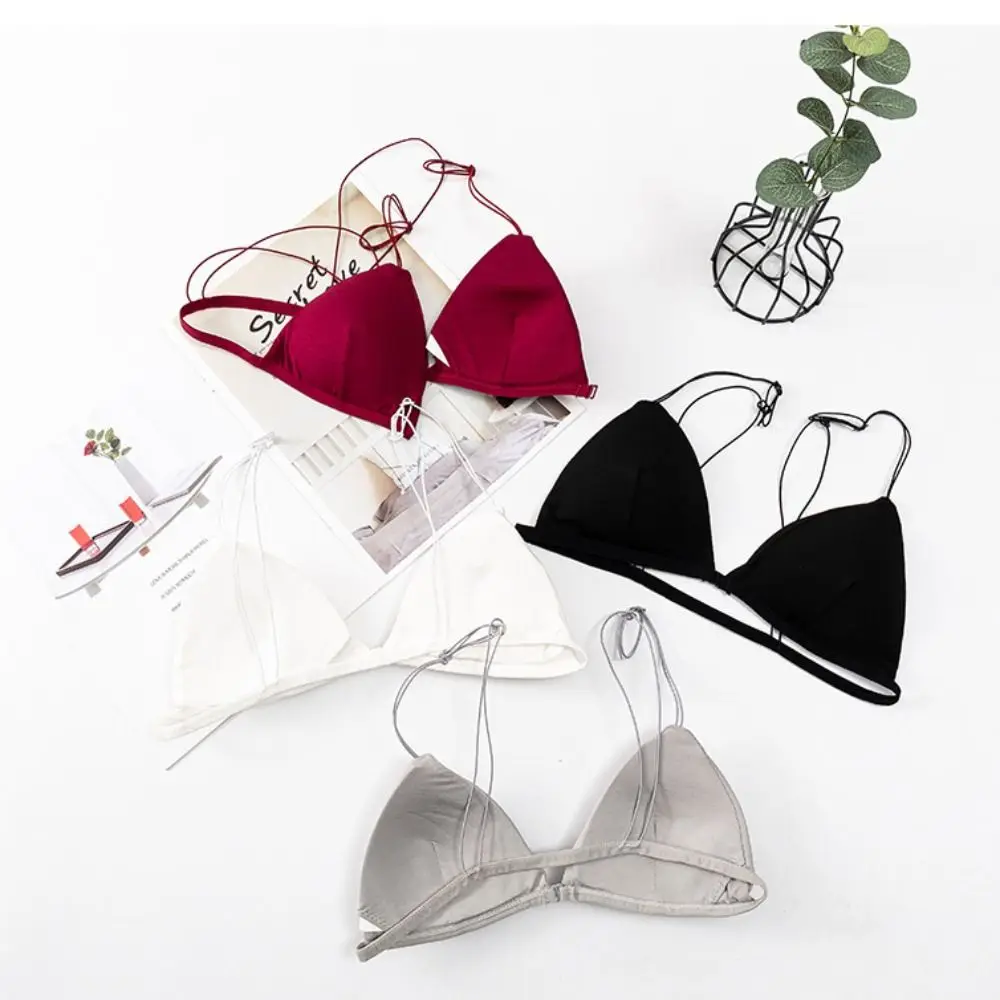 Breathable Triangle Bras for Women Thin Strape Beauty Back Wireless Bra Push-up Lingerie Deep V Bralette Beach - Image 3