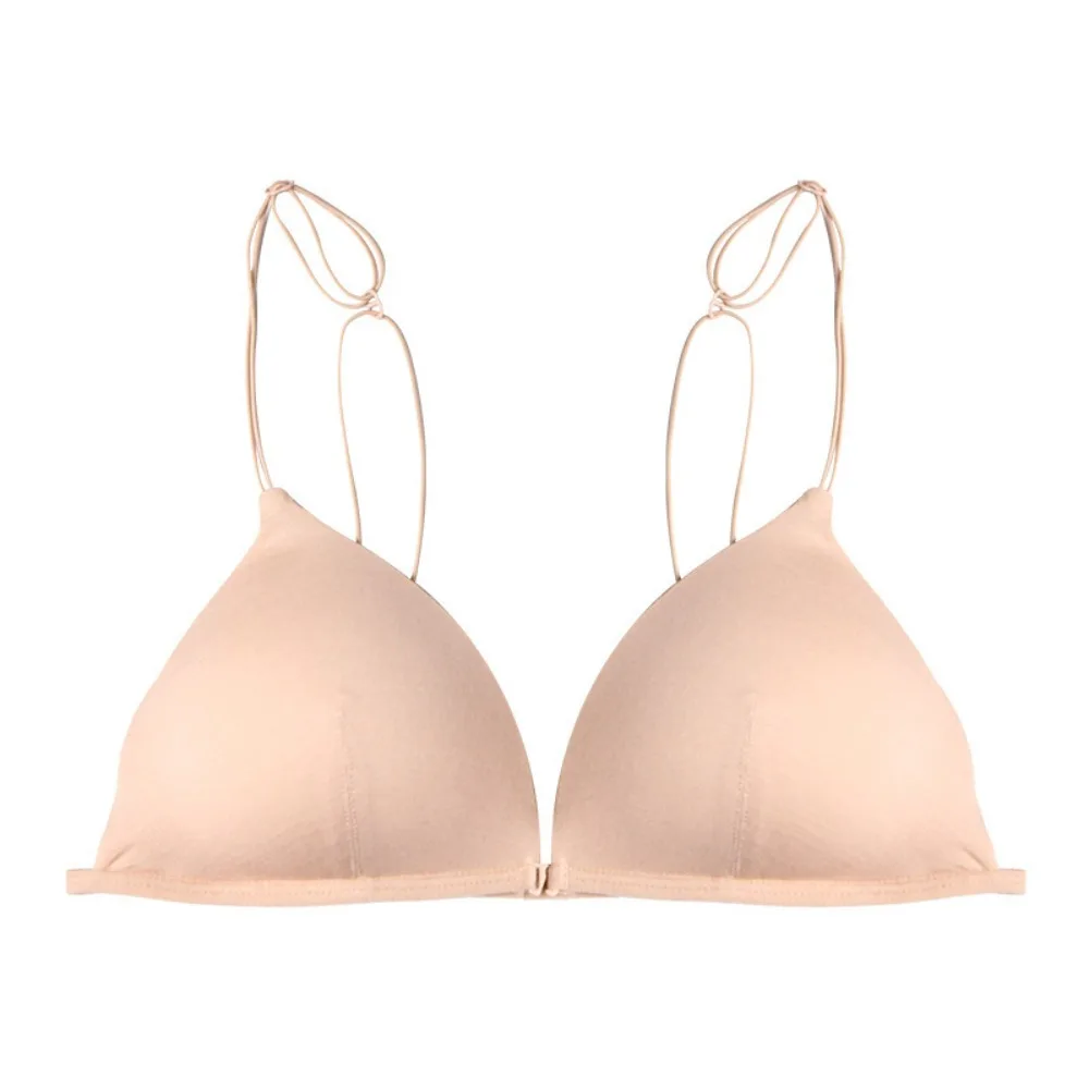 Breathable Triangle Bras for Women Thin Strape Beauty Back Wireless Bra Push-up Lingerie Deep V Bralette Beach