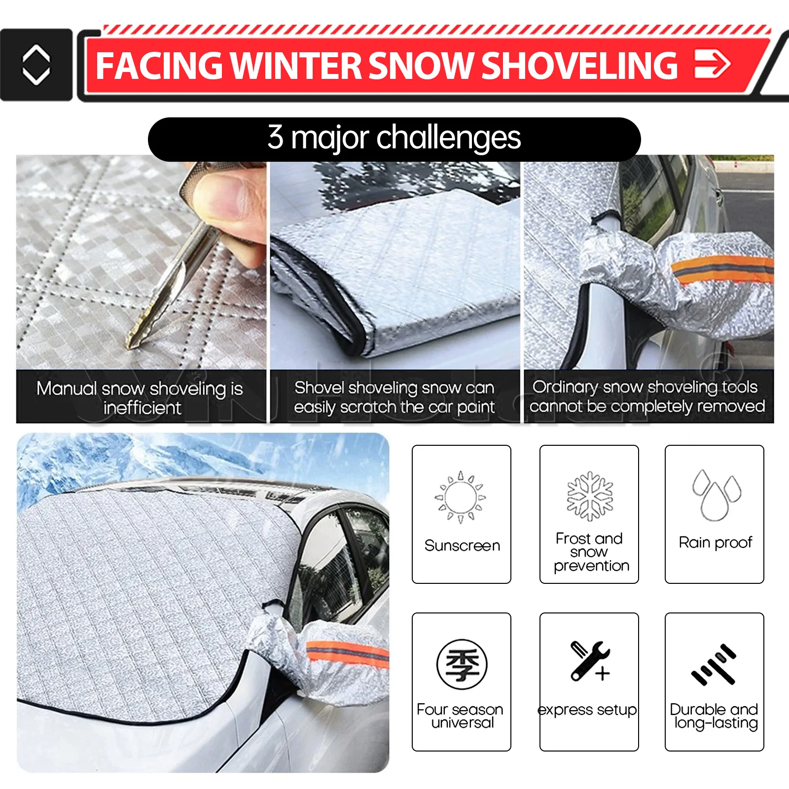 Car Magnetic Windshield Snow Cover WAaterproof Windproof Protection Snow Ice Sun Frost Defense Universal for SUV Truck Sedan Van - Image 5