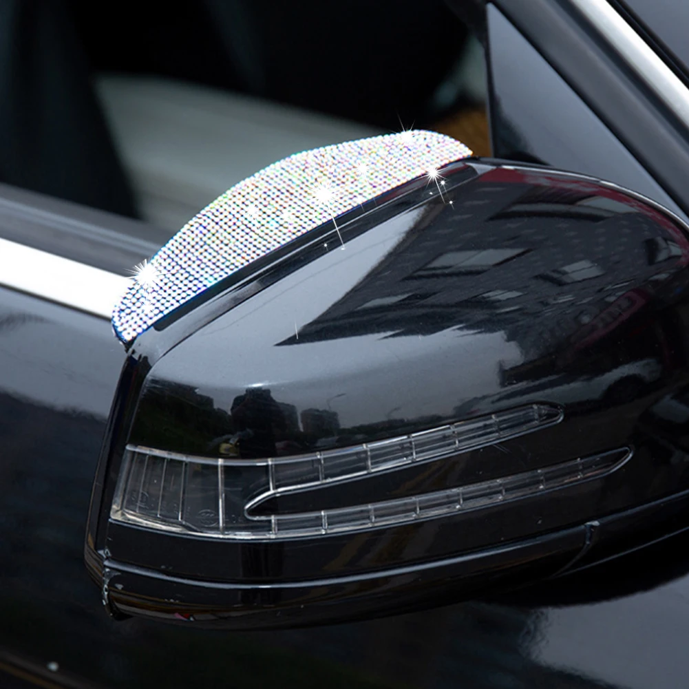 Car Rearview Mirror Rain Eyebrow Weatherstrip Rhinestone Car Rearview Side Snow Sun Visor Rain Cover Protector Parts Accessories - Image 4
