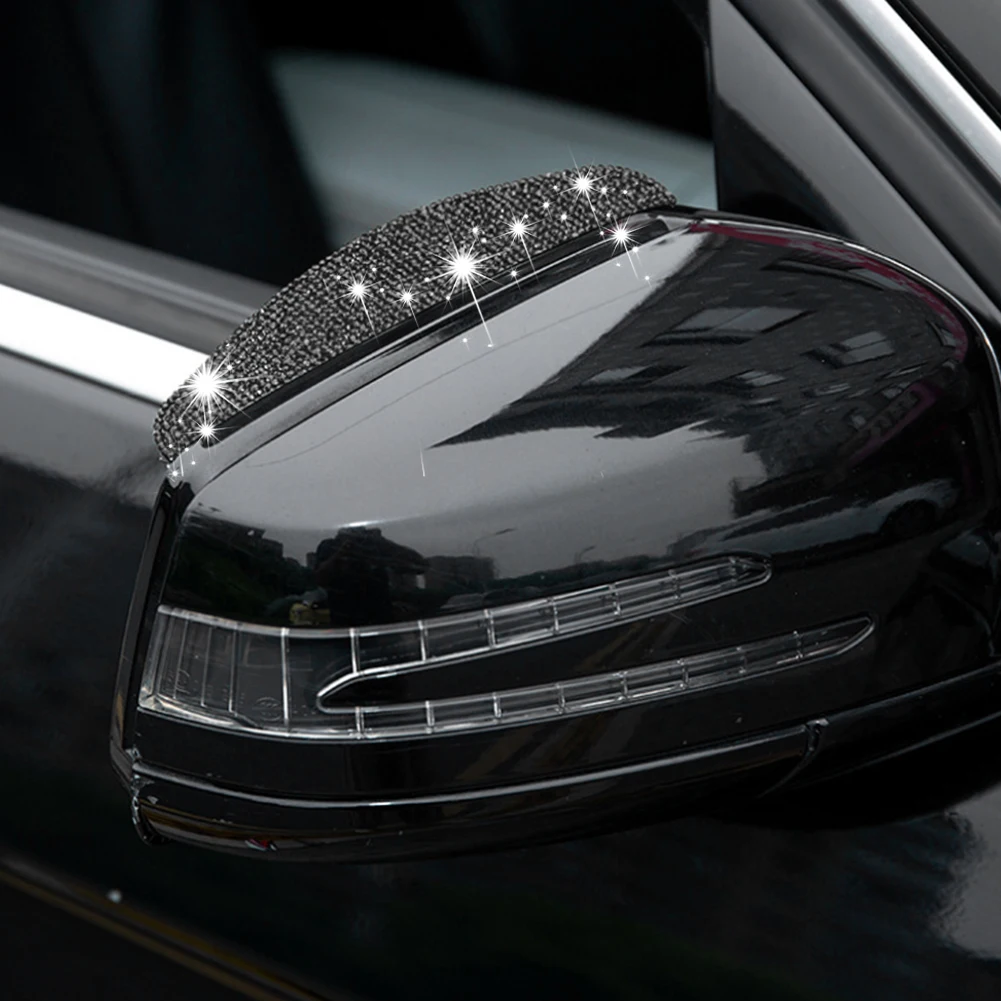 Car Rearview Mirror Rain Eyebrow Weatherstrip Rhinestone Car Rearview Side Snow Sun Visor Rain Cover Protector Parts Accessories - Image 5