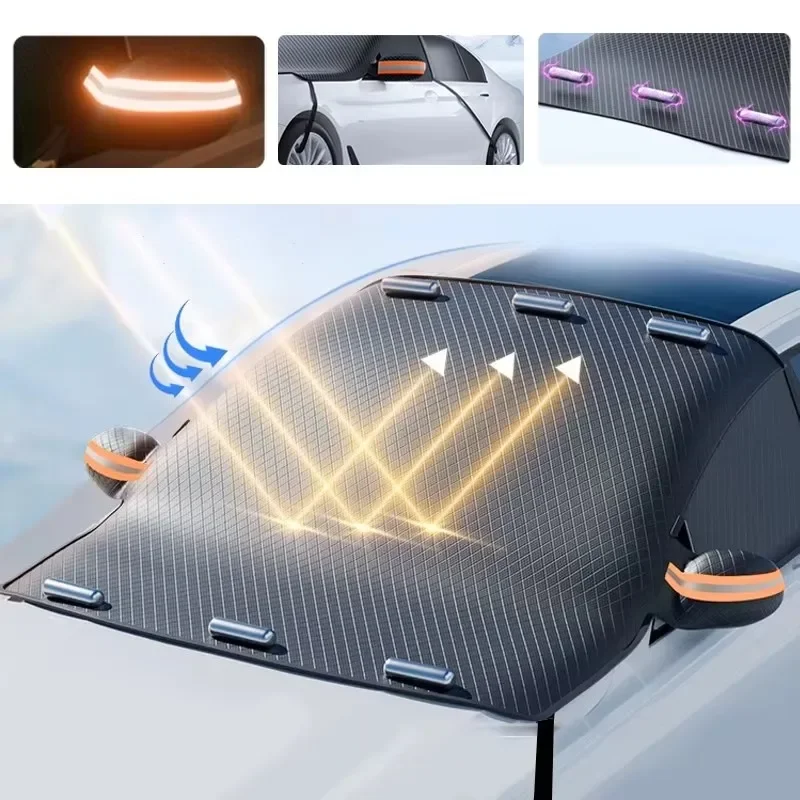 Universal Suv Snow Protector Universal Car Windshield Snow Cover with Magnets Premium Oxford Cloth Frost Protection for Winter - Image 2