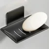 Carbon Steel Bathroom Shower Soap Tray Wall Mounted Drainage Soap Dish Box Holder Storage Rack Organizer