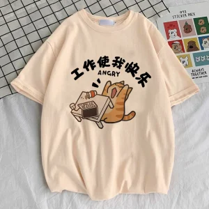 Cartoon Cat t shirt female harajuku women Grunge streetwear Colorful Y2k top tees Trendy Grunge Gothic Graphic Retro University