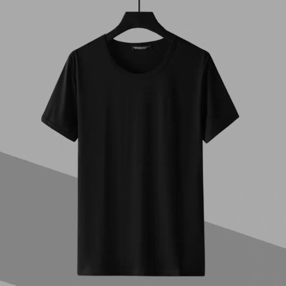 Casual Men's O Neck Solid Color Short Sleeve T Shirts Casual Slim Fit T Shirt Tee Top Pullover For Men Clothing - Image 2