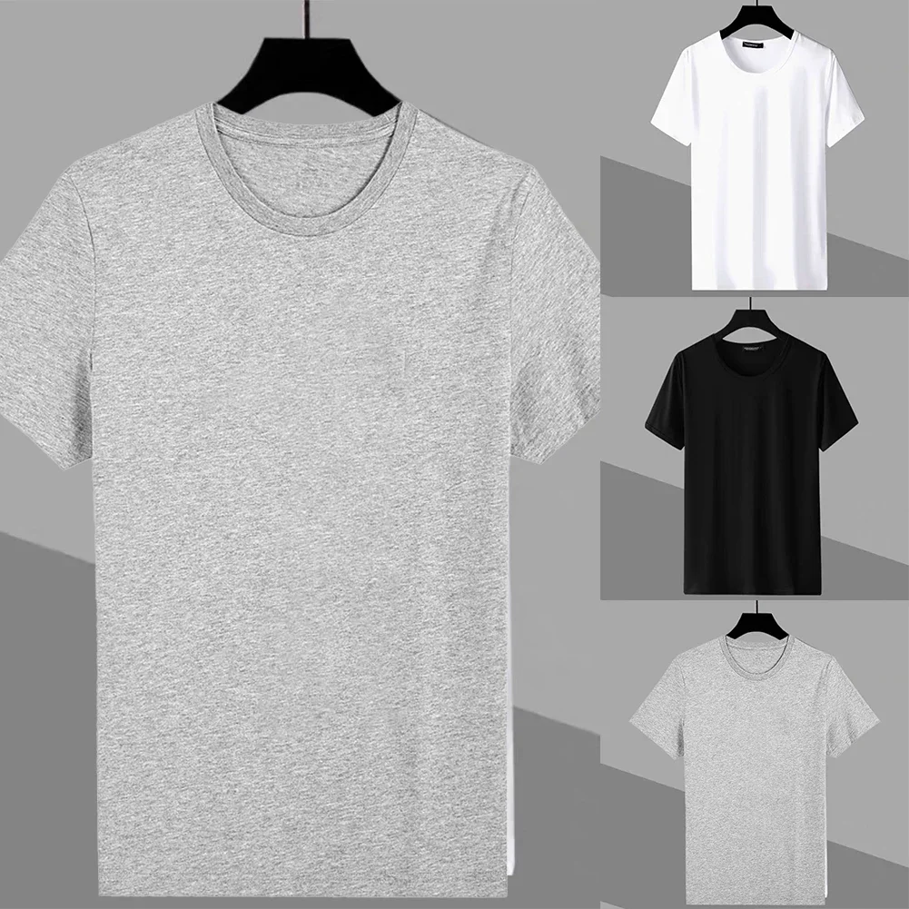 Casual Men's O Neck Solid Color Short Sleeve T Shirts Casual Slim Fit T Shirt Tee Top Pullover For Men Clothing - Image 5