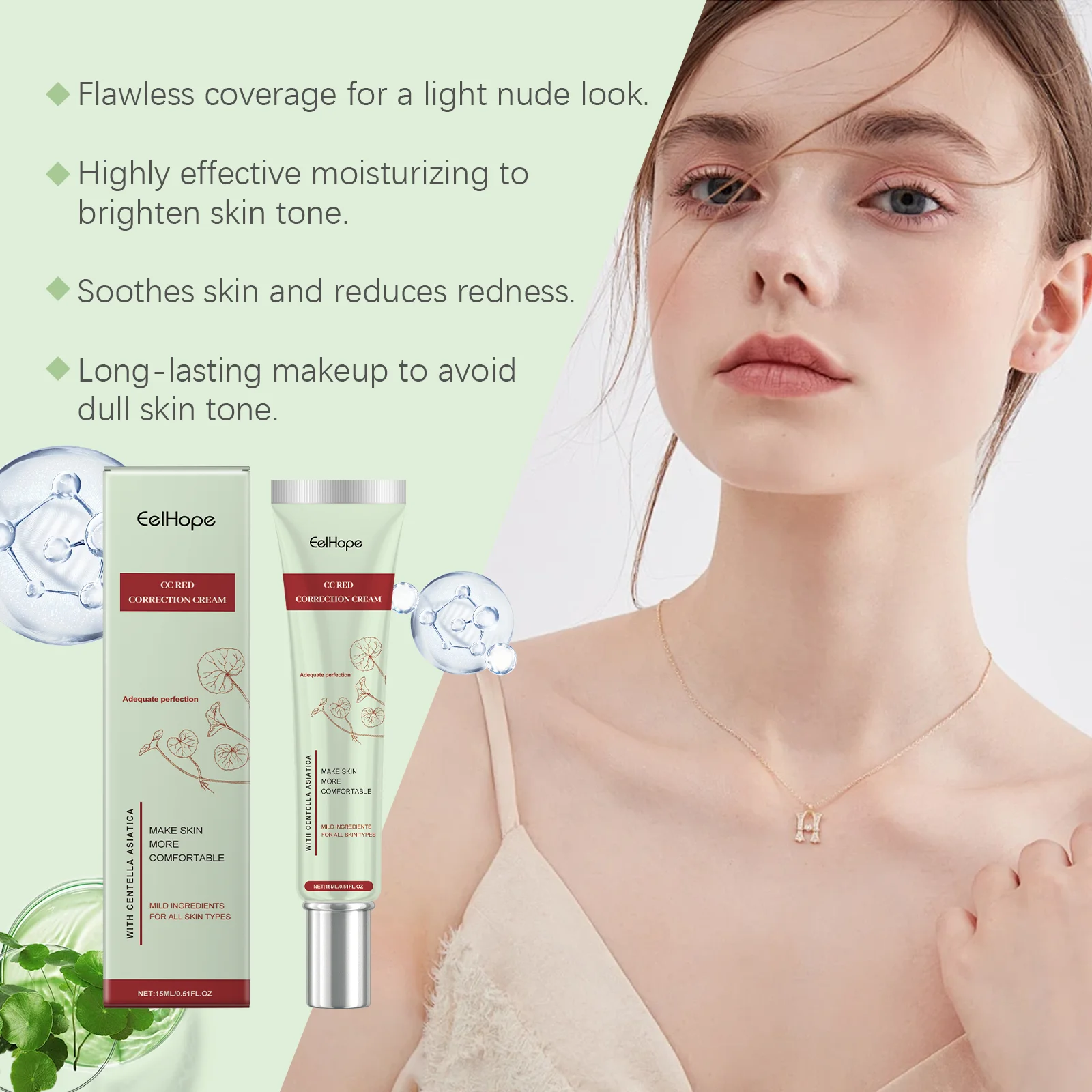 Centella Asiatica CC Cream Full Coverage Oil Control Brighten Skin Tone Long Lasting Cover Pores Moisturizing BB Cream Makeup - Image 6