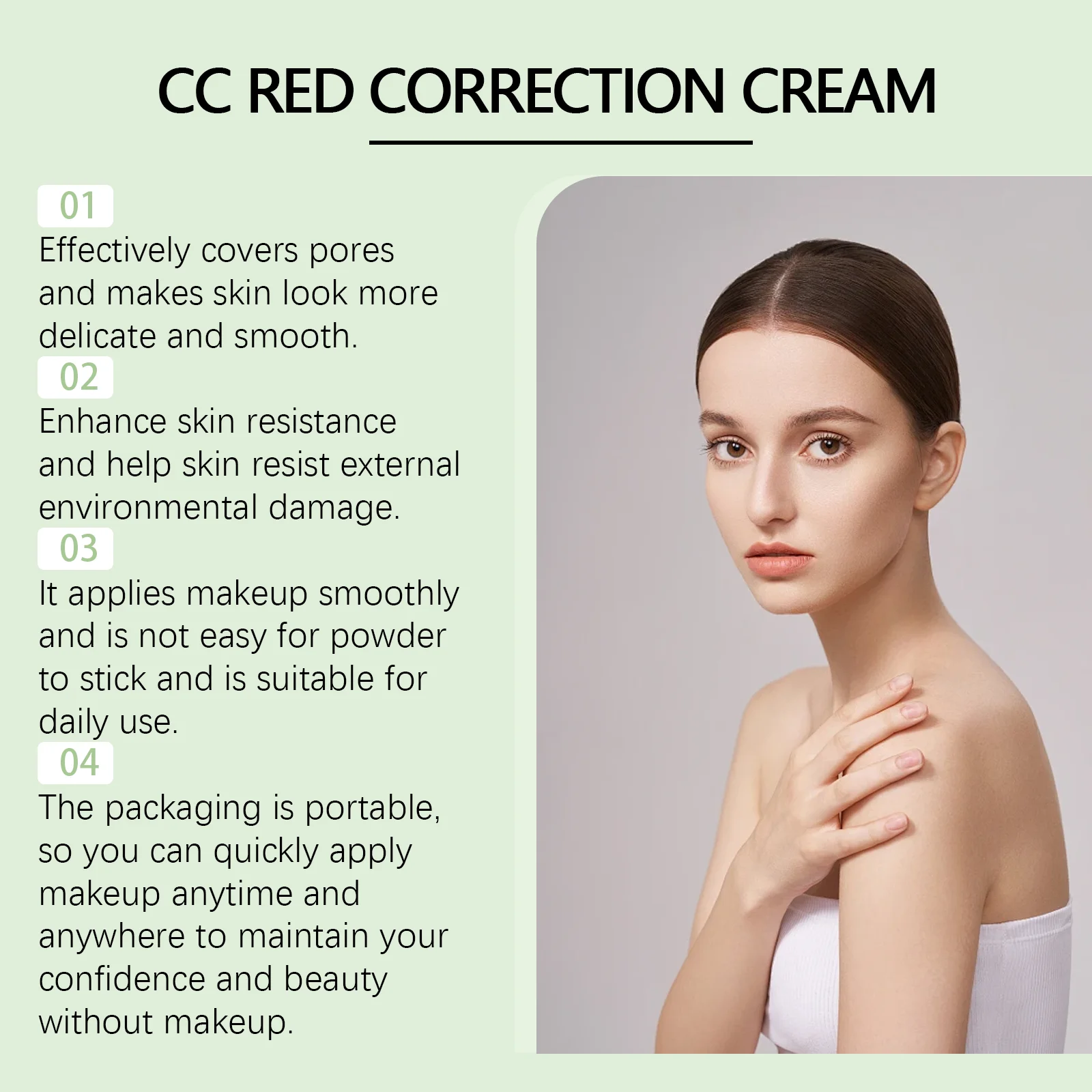 Centella Asiatica CC Cream Full Coverage Oil Control Brighten Skin Tone Long Lasting Cover Pores Moisturizing BB Cream Makeup - Image 5