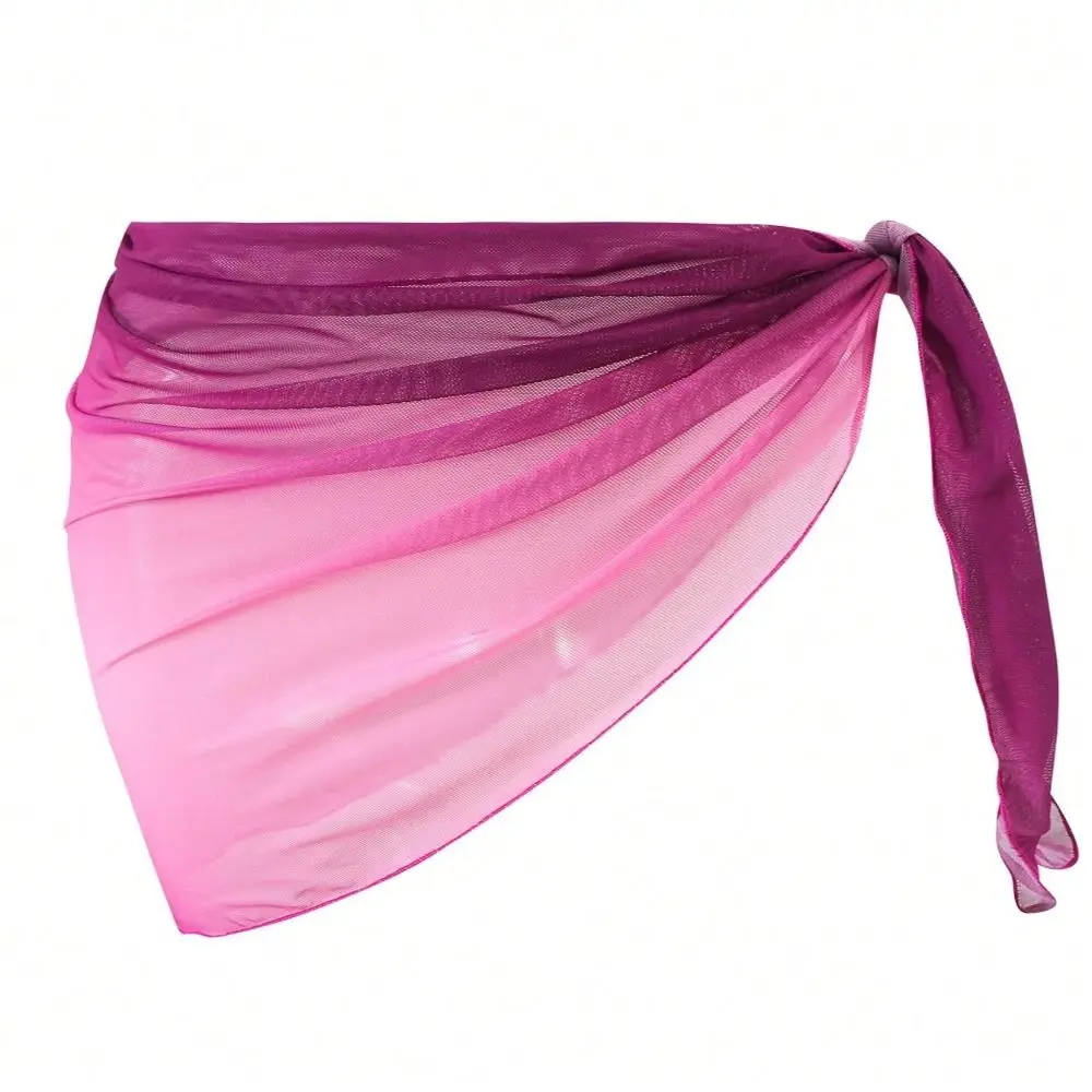 Chiffon Material Beach Dress Short Length Sheer Fabric Sarongs Gradient Color UPF Protection Swimwear Shawl Summer Season - Image 2