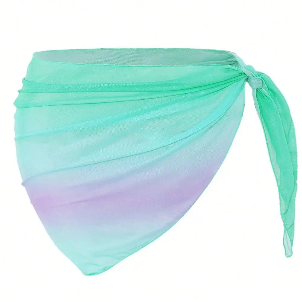 Chiffon Material Beach Dress Short Length Sheer Fabric Sarongs Gradient Color UPF Protection Swimwear Shawl Summer Season - Image 4