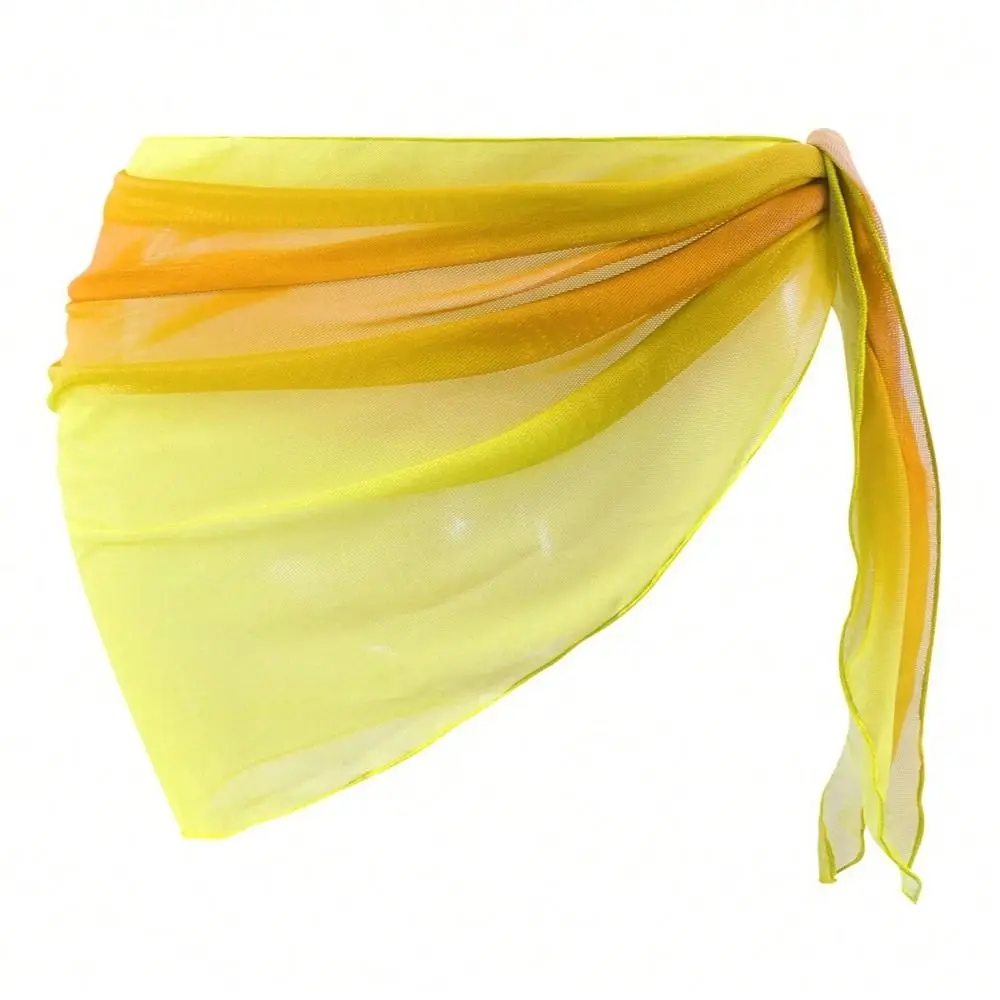 Chiffon Material Beach Dress Short Length Sheer Fabric Sarongs Gradient Color UPF Protection Swimwear Shawl Summer Season