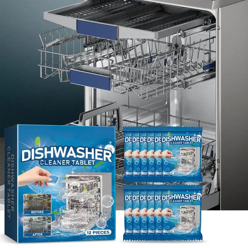 Clean And Clear Dishwasher Tablets 12PCS Dishwasher Cleaner Tablets Removal Of Odors Cleaner Clean Dish Washer Tablets Deep - Image 2