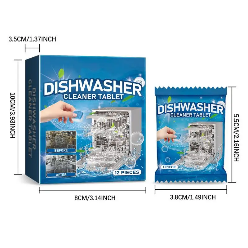 Clean And Clear Dishwasher Tablets 12PCS Dishwasher Cleaner Tablets Removal Of Odors Cleaner Clean Dish Washer Tablets Deep - Image 6