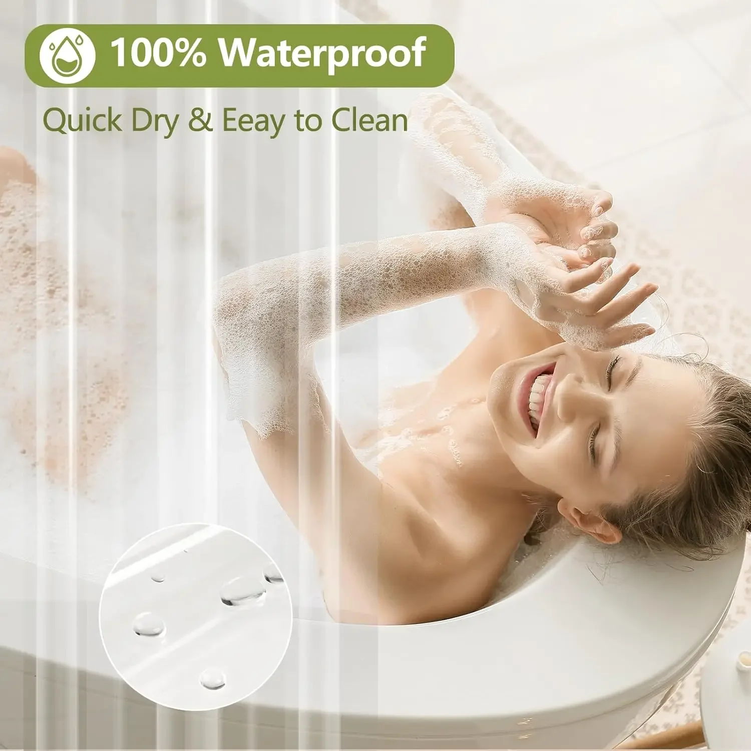 Clear Shower Curtain Liner -PEVA Lightweight Water Repellent Shower Liner for Bathtubs Bathroom Curtain, Plastic - Image 6