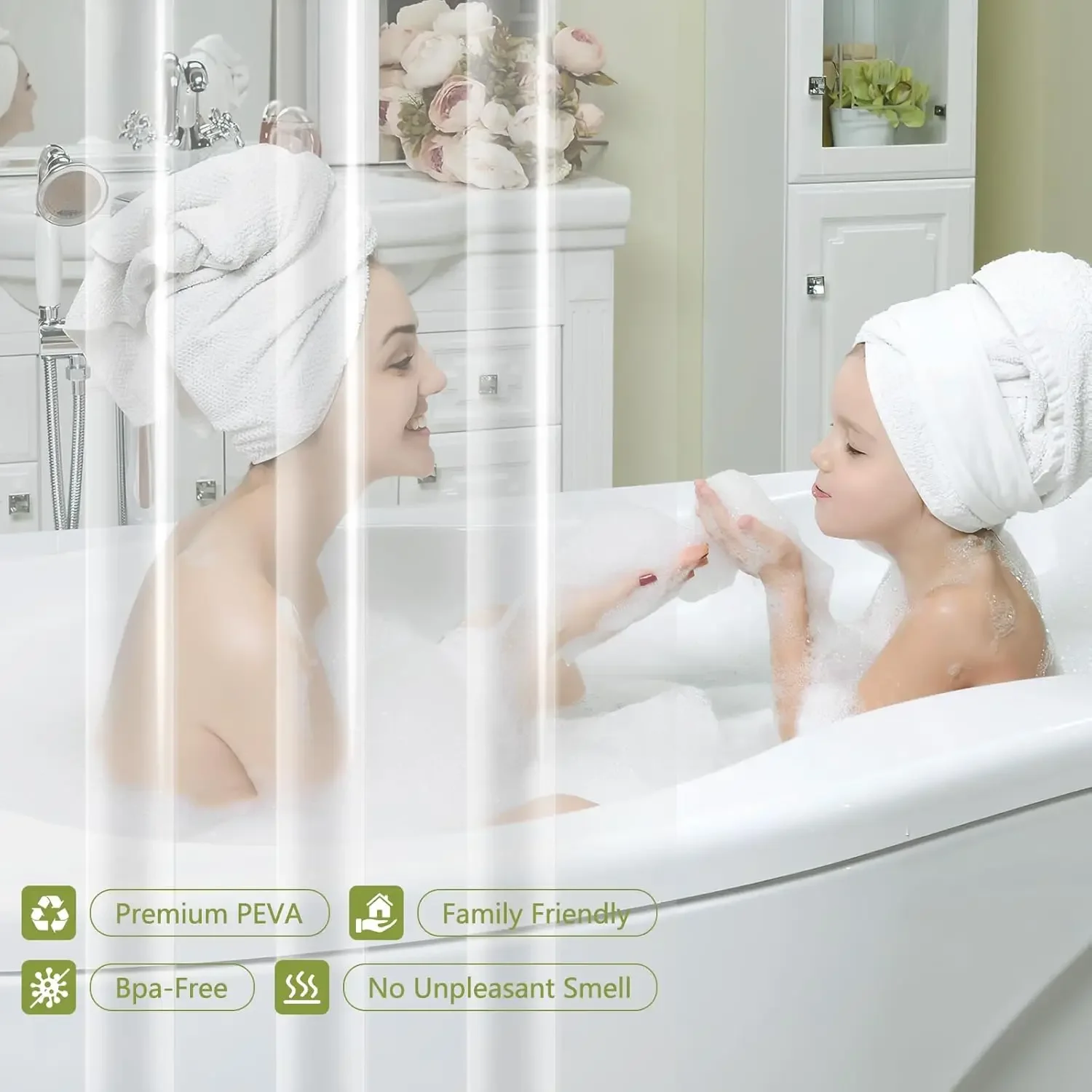 Clear Shower Curtain Liner -PEVA Lightweight Water Repellent Shower Liner for Bathtubs Bathroom Curtain, Plastic - Image 5