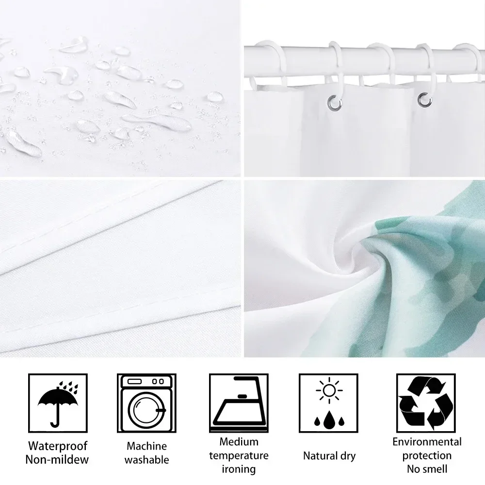 Colorful Cartoons Fish Shark Shower Curtains Ocean Life Children's Bathroom Home Decor Cloth Curtain Set Waterproof Bath Screens - Image 5
