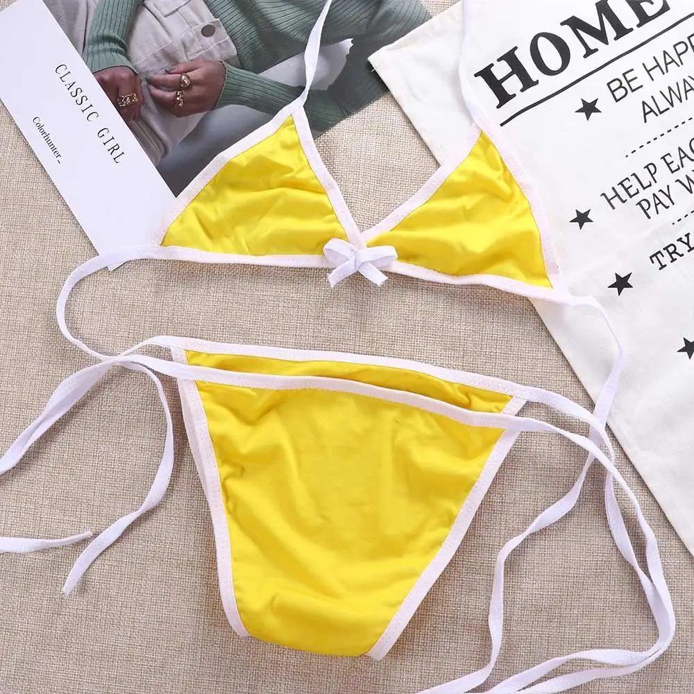 Contrast Binding Triangle Bikini Swimsuit Women Two Piece Swimwear 2023 Bikini Set Summer Beachwear - Image 2
