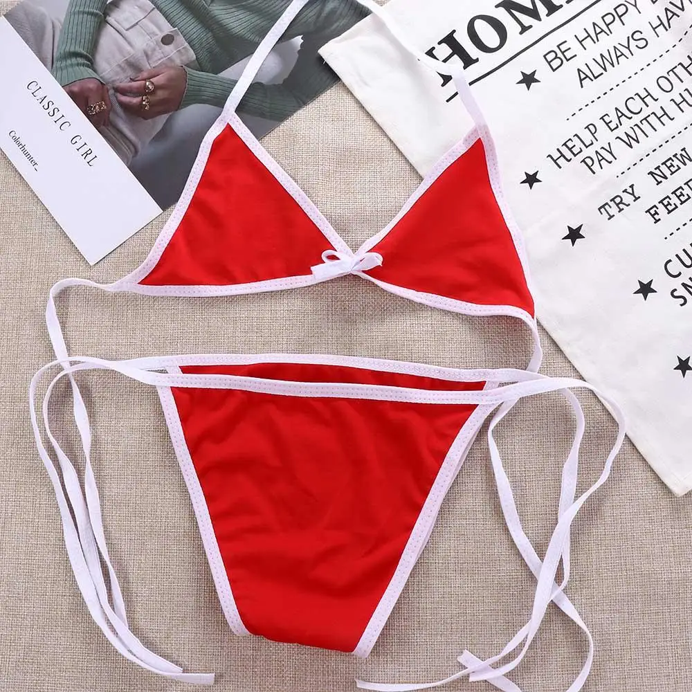 Contrast Binding Triangle Bikini Swimsuit Women Two Piece Swimwear 2023 Bikini Set Summer Beachwear - Image 3