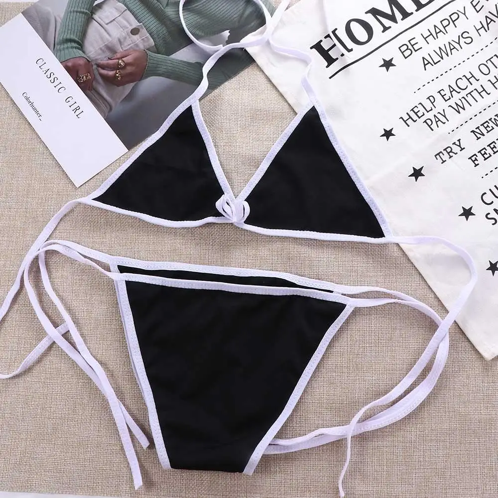 Contrast Binding Triangle Bikini Swimsuit Women Two Piece Swimwear 2023 Bikini Set Summer Beachwear - Image 5