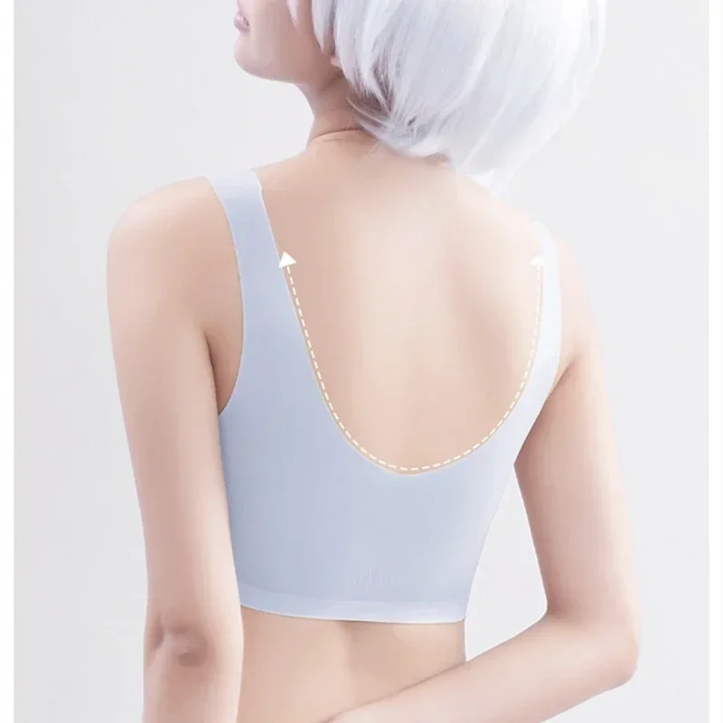 Cool Seamless Underwear For Women Ultra-thin Push-up Semi-fixed Cup No Rims Vest-style Bra For Women With Beautiful Backs - Image 4