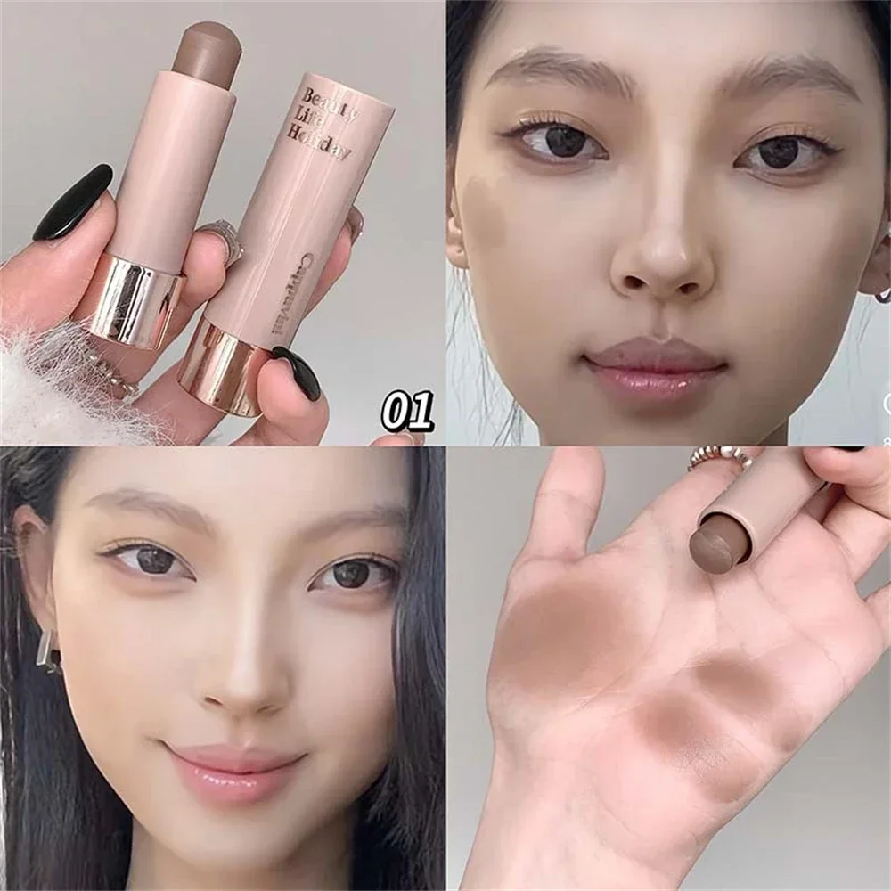 Creamy Silky Three-dimensional Contour Stick Waterproof Natural Matte Bronze Nose Shadow Face Highlight Brighten Makeup Cosmetic - Image 3