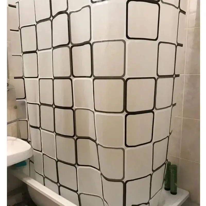 Creative Ocean Creature Bathroom Curtains, Geometric Pattern Waterproof Shower Curtains With Curtain Hook Ring Shower CurtainSet - Image 3