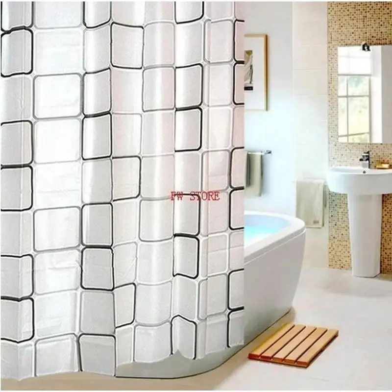 Creative Ocean Creature Bathroom Curtains, Geometric Pattern Waterproof Shower Curtains With Curtain Hook Ring Shower CurtainSet - Image 4