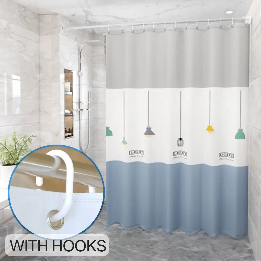 Creative With Hooks Shower Curtain Printing Waterproof Window Fabric Polyester Bathroom Curtain Bathroom