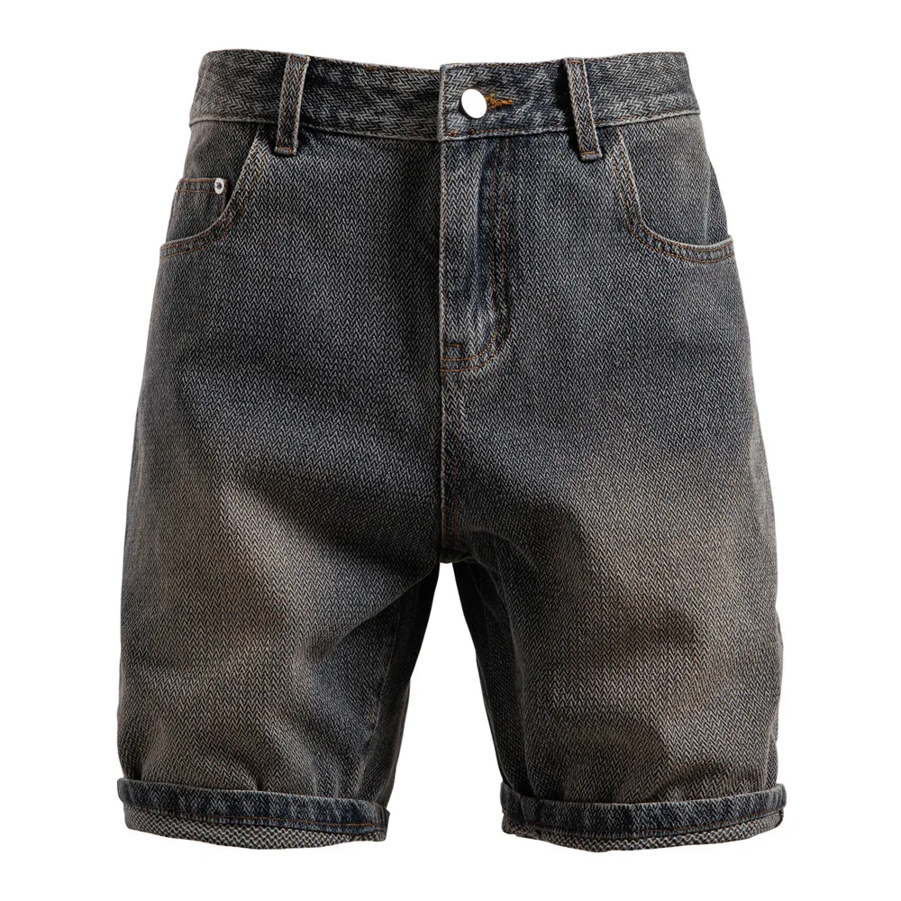 Denim Shorts Men Jeans Straight Trousers Knee Length Starry Sky Y2k Streetwear Work Casual Beach Vintage Loose High Waist 2026 - Image 5