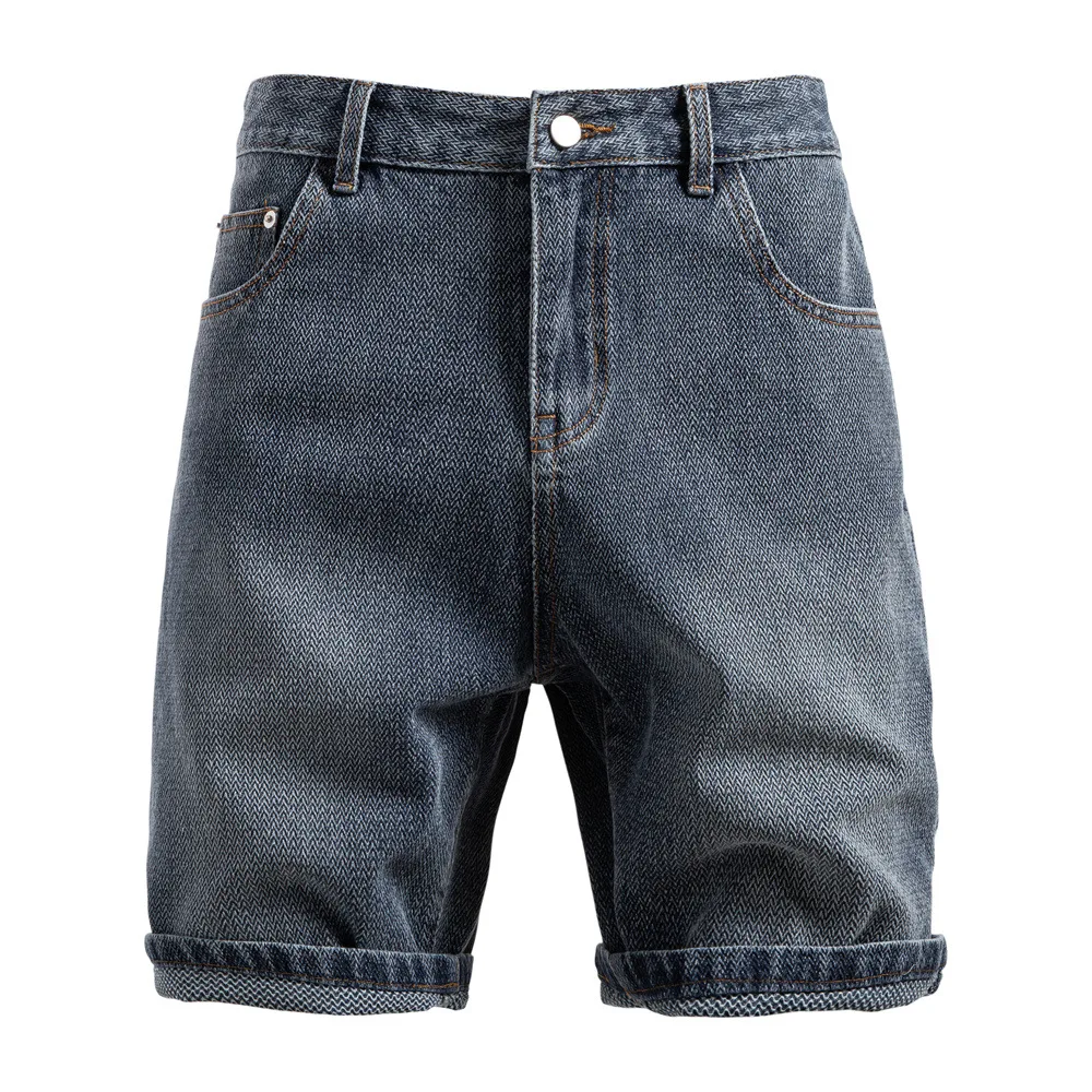 Denim Shorts Men Jeans Straight Trousers Knee Length Starry Sky Y2k Streetwear Work Casual Beach Vintage Loose High Waist 2026 - Image 3