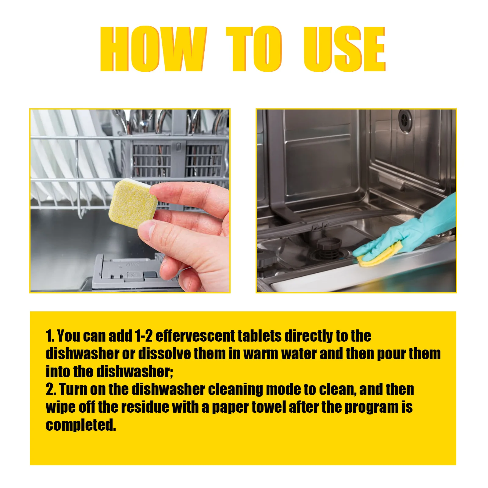 Dishwasher Cleaner Tablets 12pcs Powerful Oil Stain Dirt Grease Removal Descaling Detergent Sewer Deodorizing Limescale Remover - Image 5