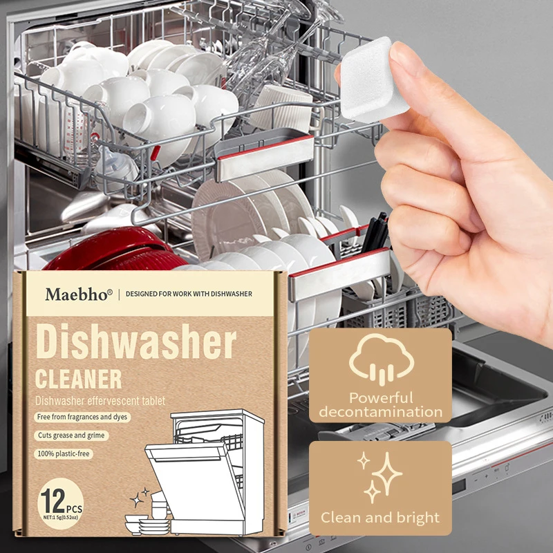 Dishwasher Cleaner Tablets Strong Oil Stain Removal Descaling Detergent Efficientive Effervescent for Dishwasher Washing Machine - Image 2