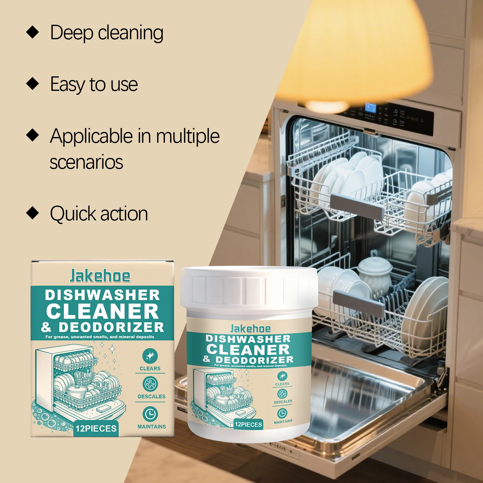 Dishwasher Cleaning Tablet Effectively Remove Food Residues Eliminate Odors Reduce Bacterial Growth Dishwasher Descaling Cleaner - Image 5