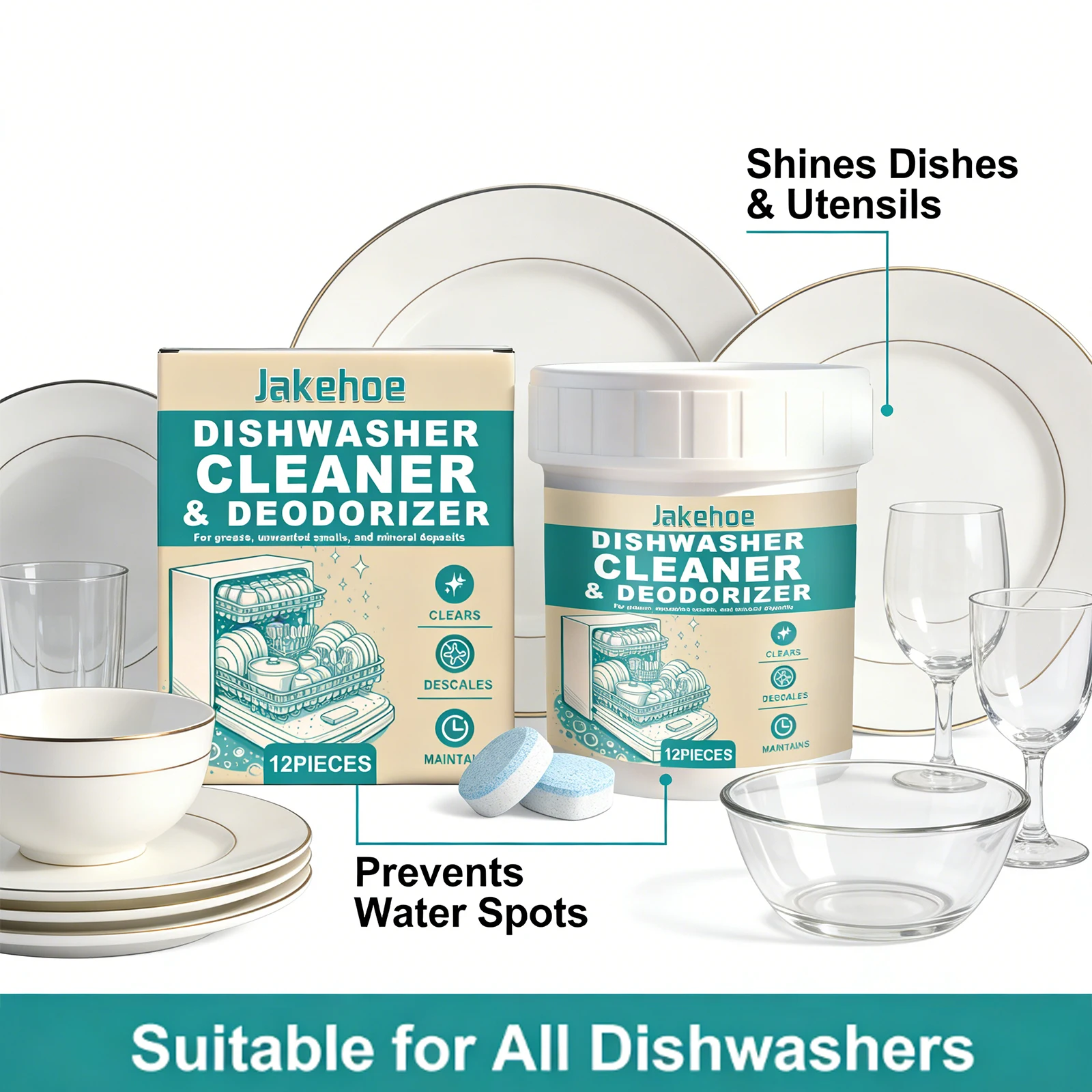 Dishwasher Cleaning Tablet Effectively Remove Food Residues Eliminate Odors Reduce Bacterial Growth Dishwasher Descaling Cleaner - Image 3