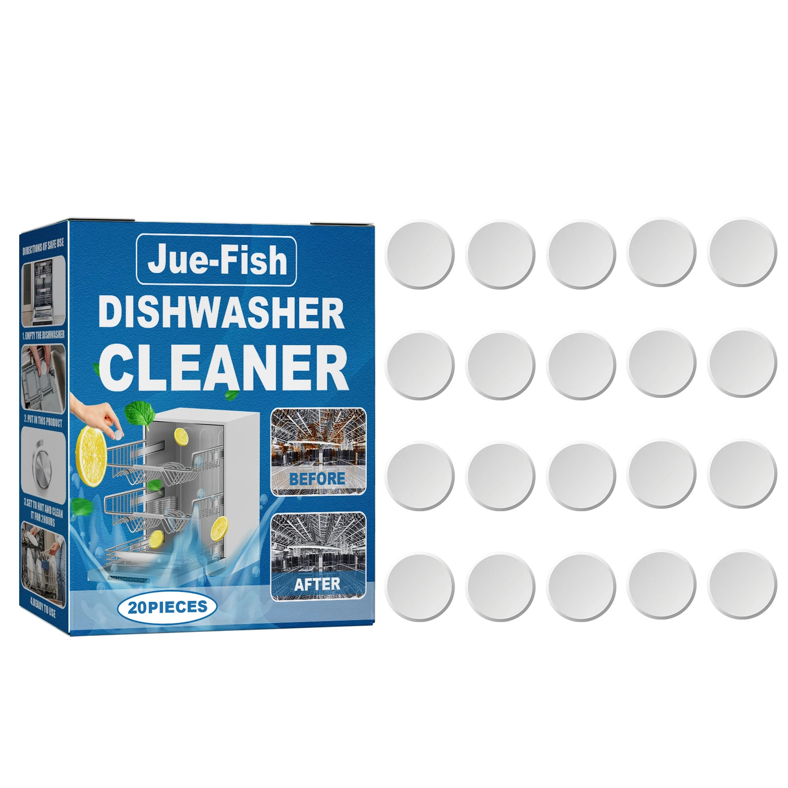 Dishwasher Cleaning Tablets Grease Limescale Remover Strong Oil Stain Cleaner For Household Dishwashers Deep Cleaning Tool 20PCS - Image 6