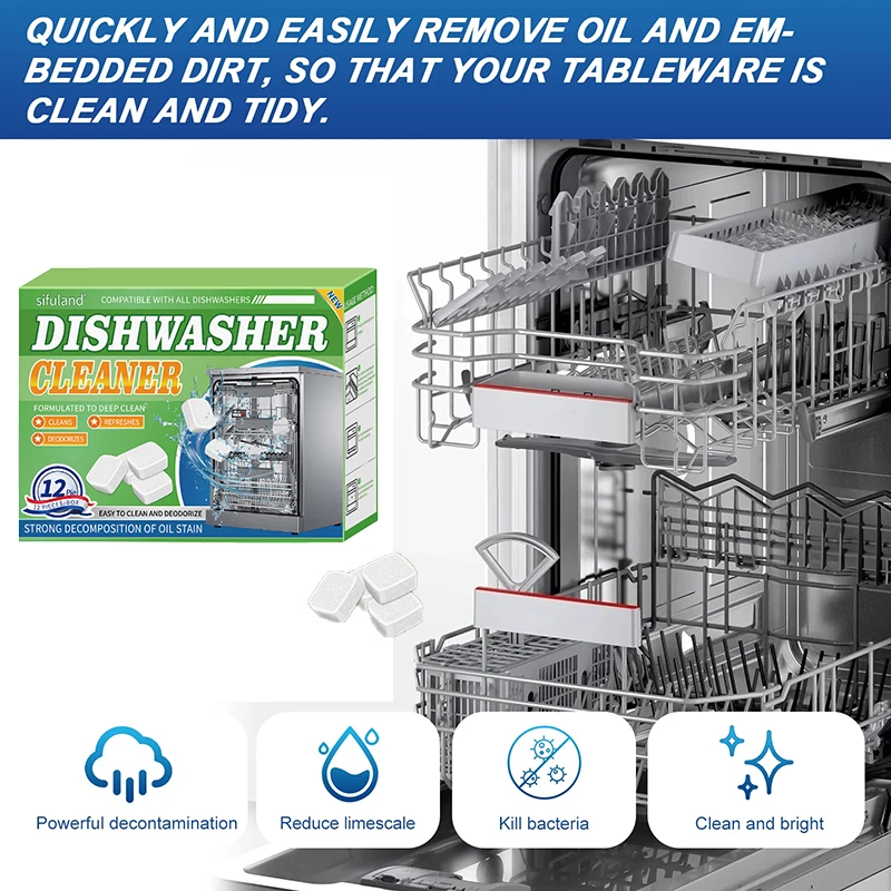 Dishwasher Detergent Tablets Deep-cleaning Limescale Mineral Buildup Odor Removal Effervescent Tablet for Kitchen Tableware Care - Image 6