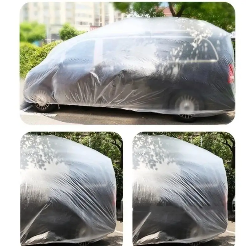Disposable Clear Car Cover - Universal PE Waterproof Dust Protector Throw-Away Transparent Indoor Auto Body Dustproof Protection - Image 2