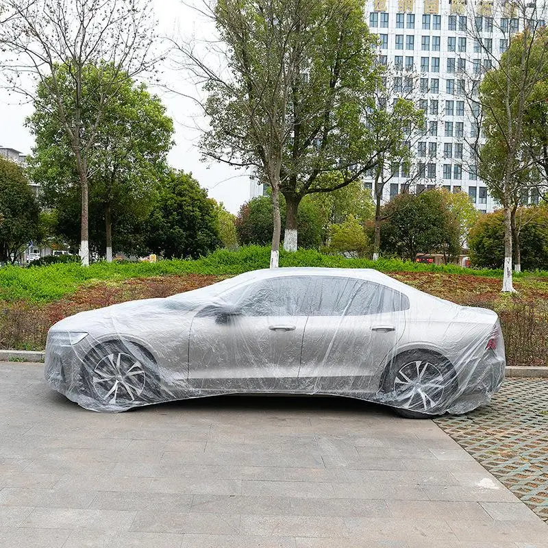 Disposable Clear Car Cover - Universal PE Waterproof Dust Protector Throw-Away Transparent Indoor Auto Body Dustproof Protection - Image 3